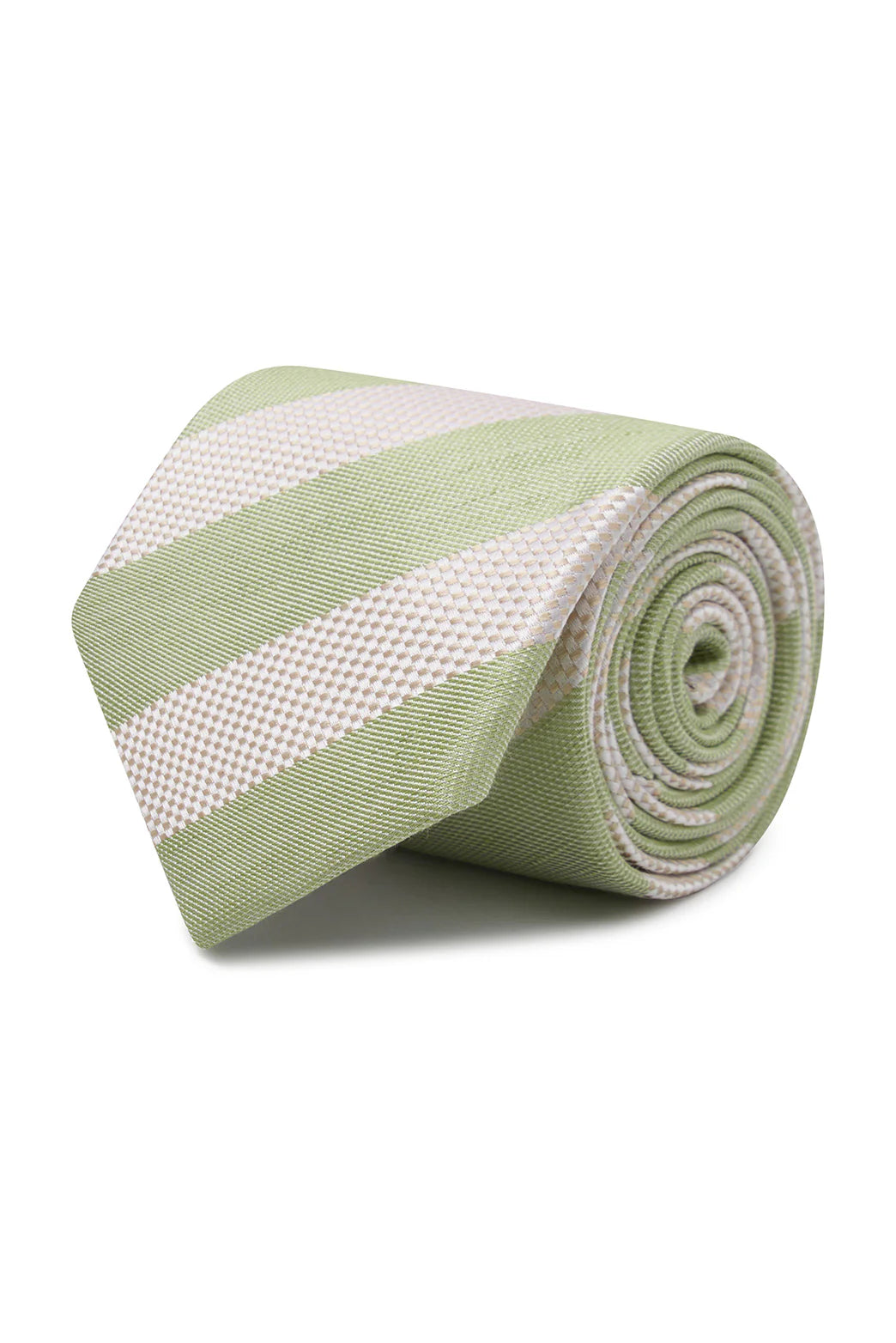 M.J. Bale - Pembroke Tie - Striped - Ivory/Green