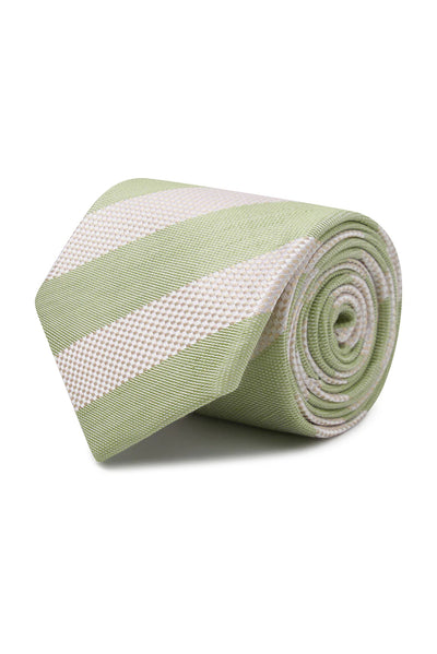 M.J. Bale - Pembroke Tie - Striped - Ivory/Green