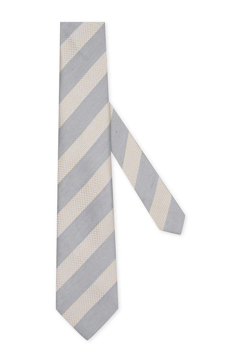 M.J. Bale - Pembroke Tie - Striped - Ivory/Grey