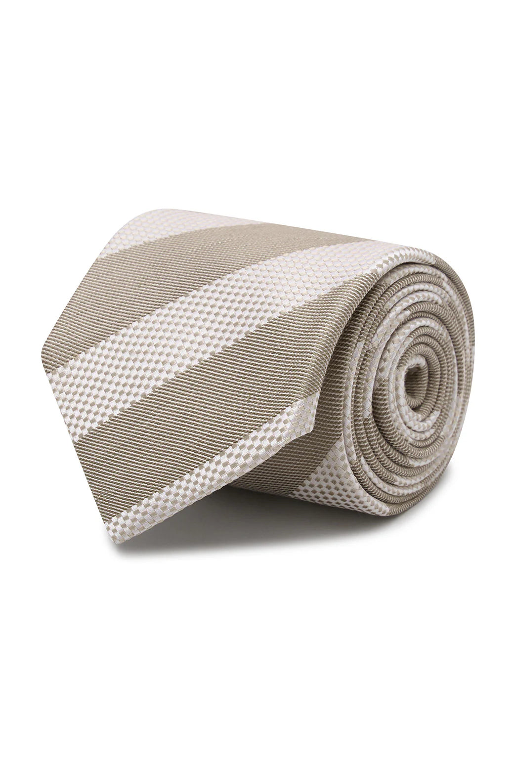 M.J. Bale - Pembroke Tie - Striped - Ivory/Latte