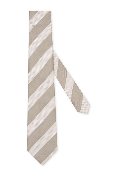 M.J. Bale - Pembroke Tie - Striped - Ivory/Latte