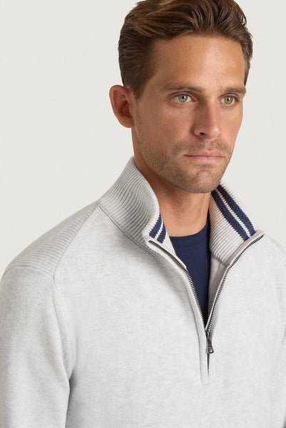 M.J. Bale - Perry Half Zip Jumpr - Light Grey Melange