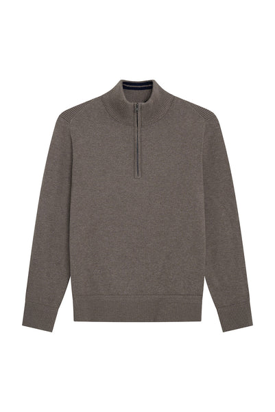 M.J Bale - Perry Half Zip Jumper - Latte Melange 