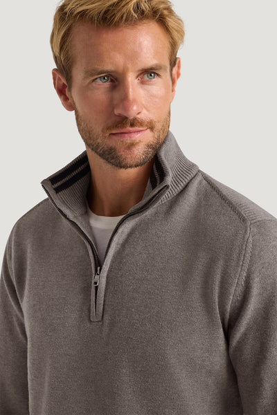 M.J Bale - Perry Half Zip Jumper - Latte Melange 