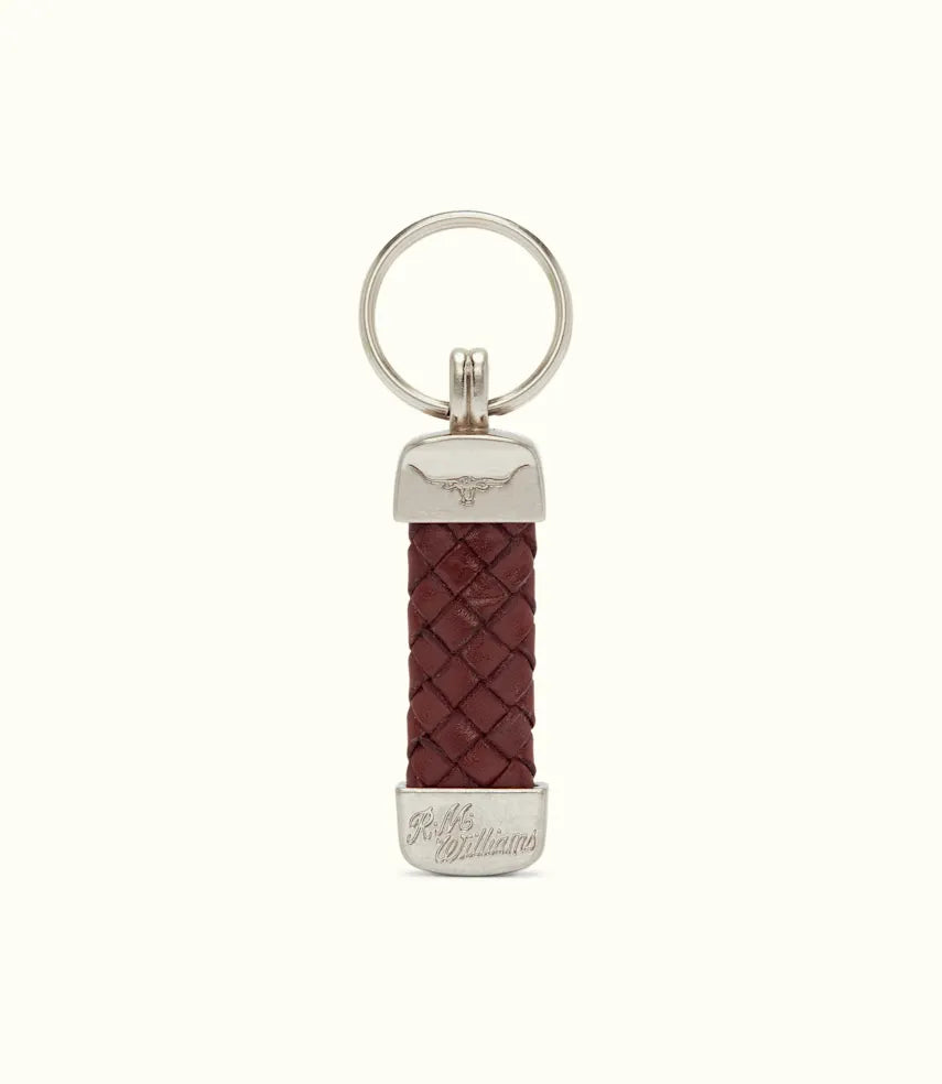 R.M.Williams - Plaited Keyring - Nickel Tone Fittings - Brown