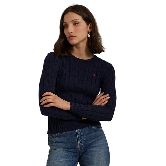 Polo Ralph Lauren -  Cable Knit Cotton Crewneck Sweater - Hunter Navy