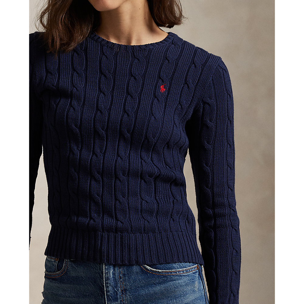Polo Ralph Lauren -  Cable Knit Cotton Crewneck Sweater - Hunter Navy