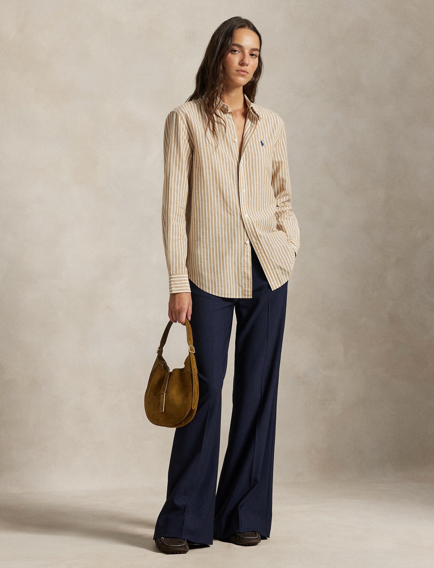 Polo Ralph Lauren - Classic Fit Cotton & Linen Shirt - Stripe - Camel/White