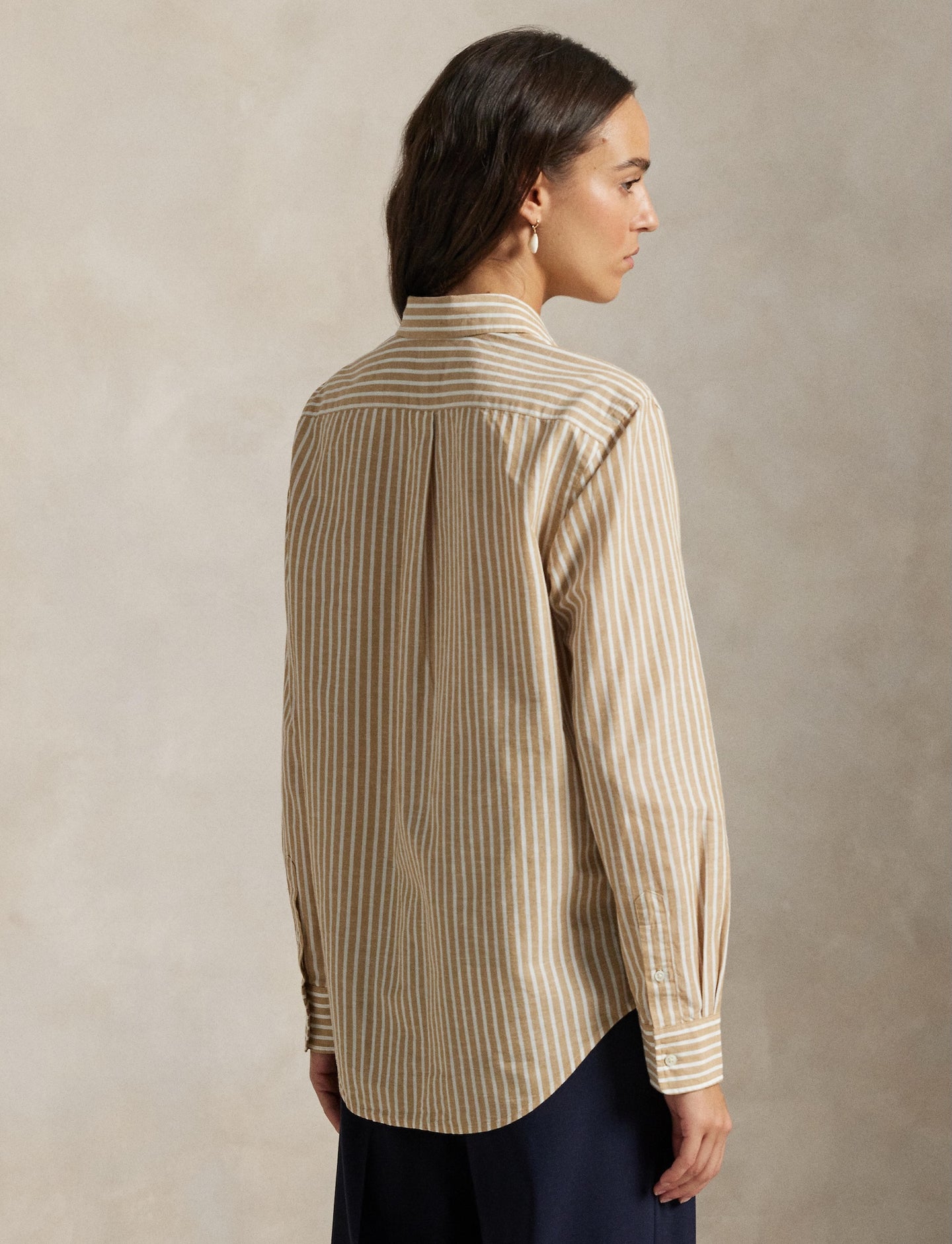 Polo Ralph Lauren - Classic Fit Cotton & Linen Shirt - Stripe - Camel/White