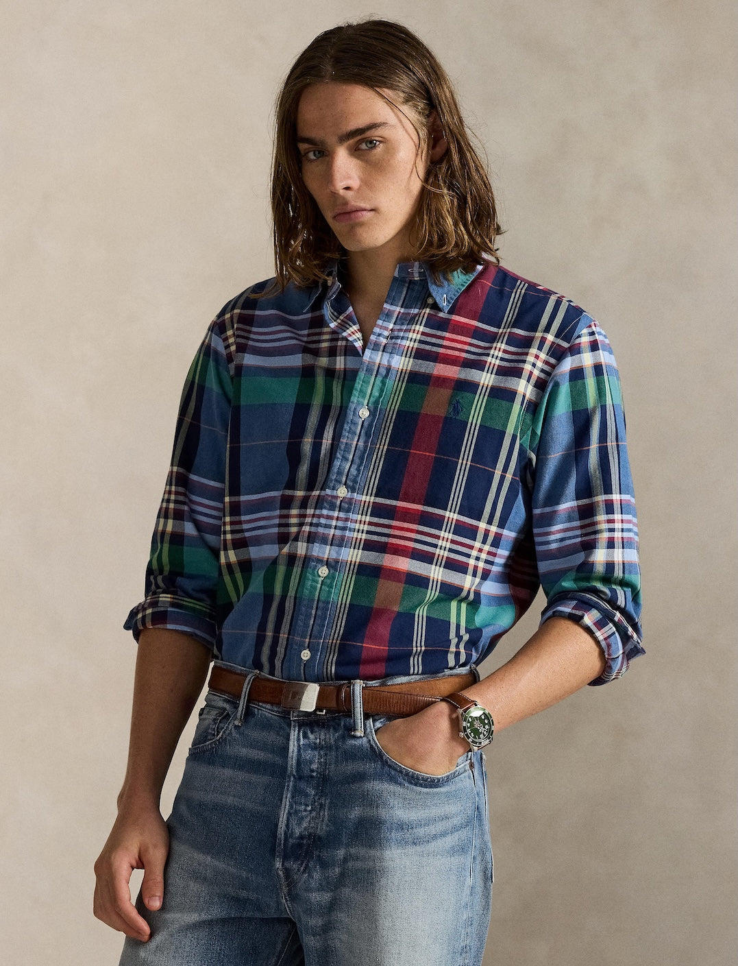 Polo Ralph Lauren - Custom Fit Plaid Oxford Shirt - Check - Blue/Red Multi