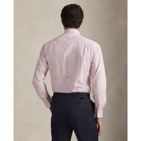 Polo Ralph Lauren - Custom Fit Striped Poplin Shirt - Carmel Pink/White Stripe 