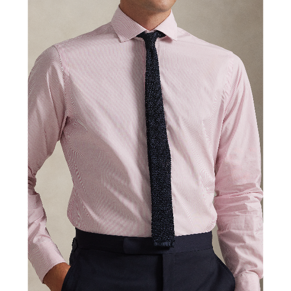 Polo Ralph Lauren - Custom Fit Striped Poplin Shirt - Carmel Pink/White Stripe 