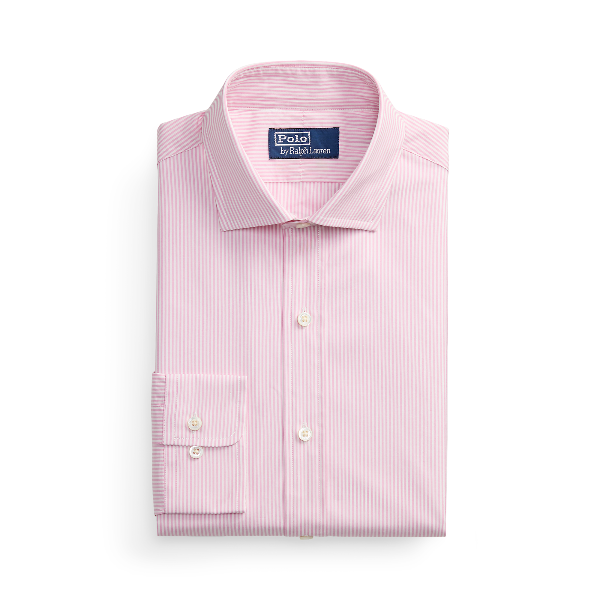 Polo Ralph Lauren - Custom Fit Striped Poplin Shirt - Carmel Pink/White Stripe 