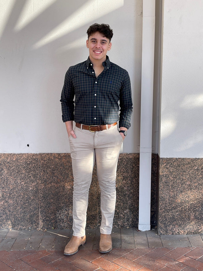 Poplin Stretch Shirt - Plaid - Green