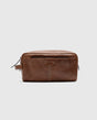 Rodd & Gunn - Princeton Washbag - Cognac, premium cow leather with zip pocket and leather handle.
