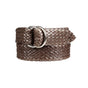 Badgery Belts - Queenslander Plaited Chrome Ring Belt - Chocolate