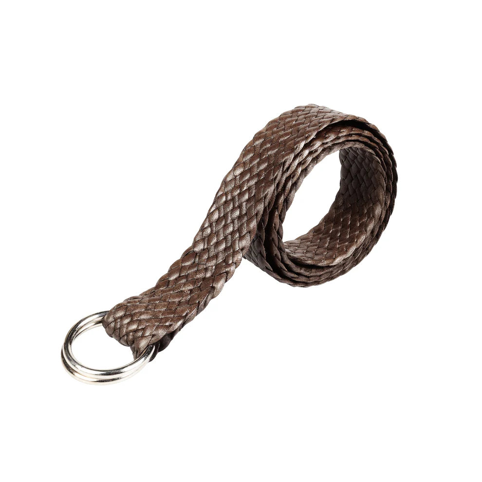 Badgery Belts - Queenslander Plaited Chrome Ring Belt - Chocolate