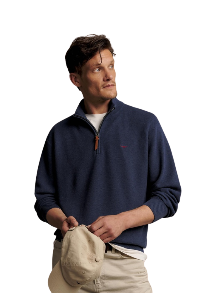 R.M.Williams - Warner Popcorn Zip Knit – Blue
