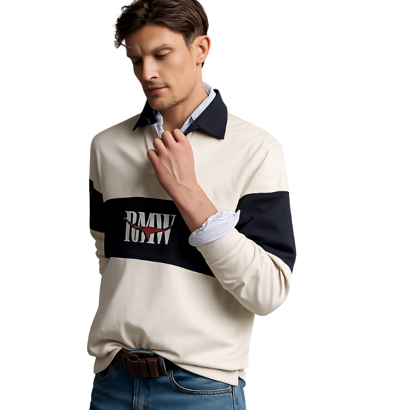 R.M.Williams - Heritage Panel Rugby Jumper - Ecru