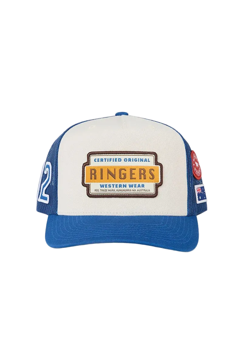 Ringers Western - Drive By Deep Fit Trucker Cap - Blue Cream