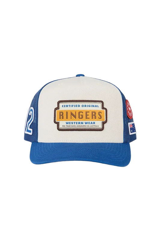 Ringers Western - Drive By Deep Fit Trucker Cap - Blue Cream