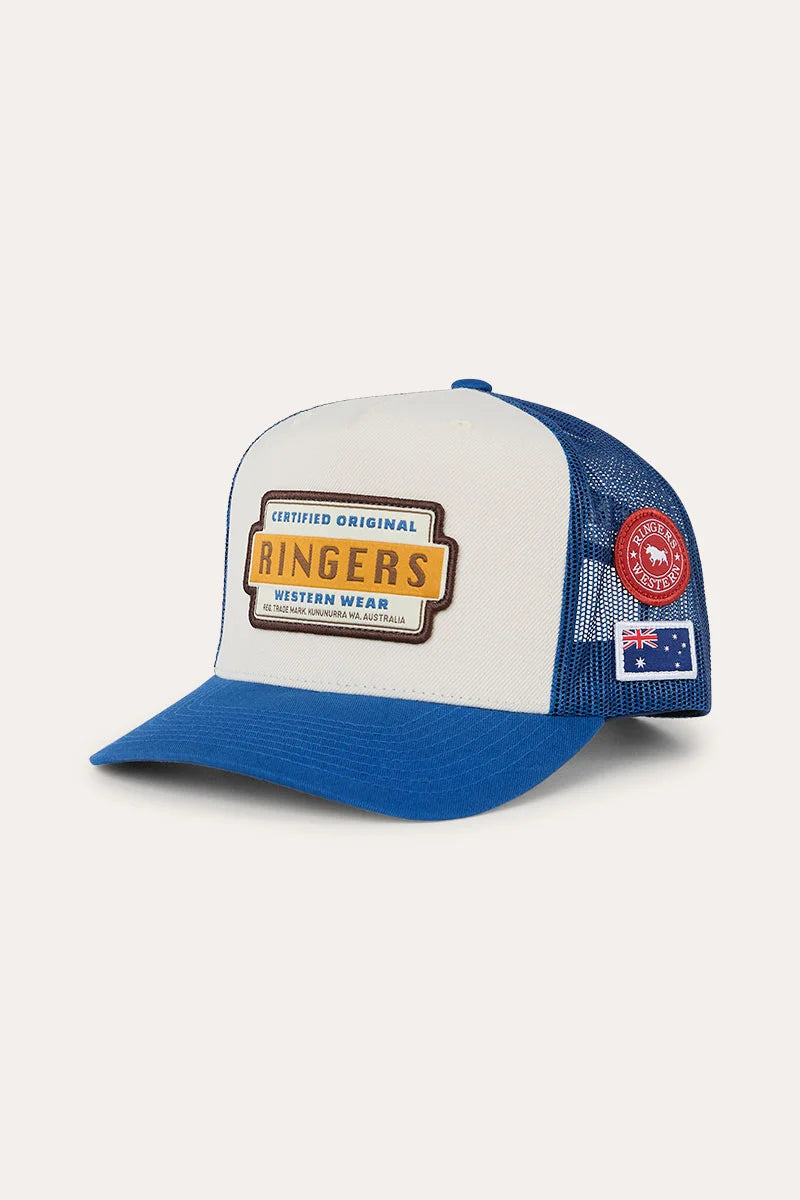 Ringers Western - Drive By Deep Fit Trucker Cap - Blue Cream