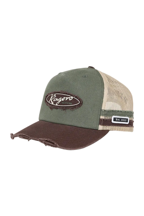 Ringers Western - Worn Out Deep Fit Trucker Cap - Army Choc