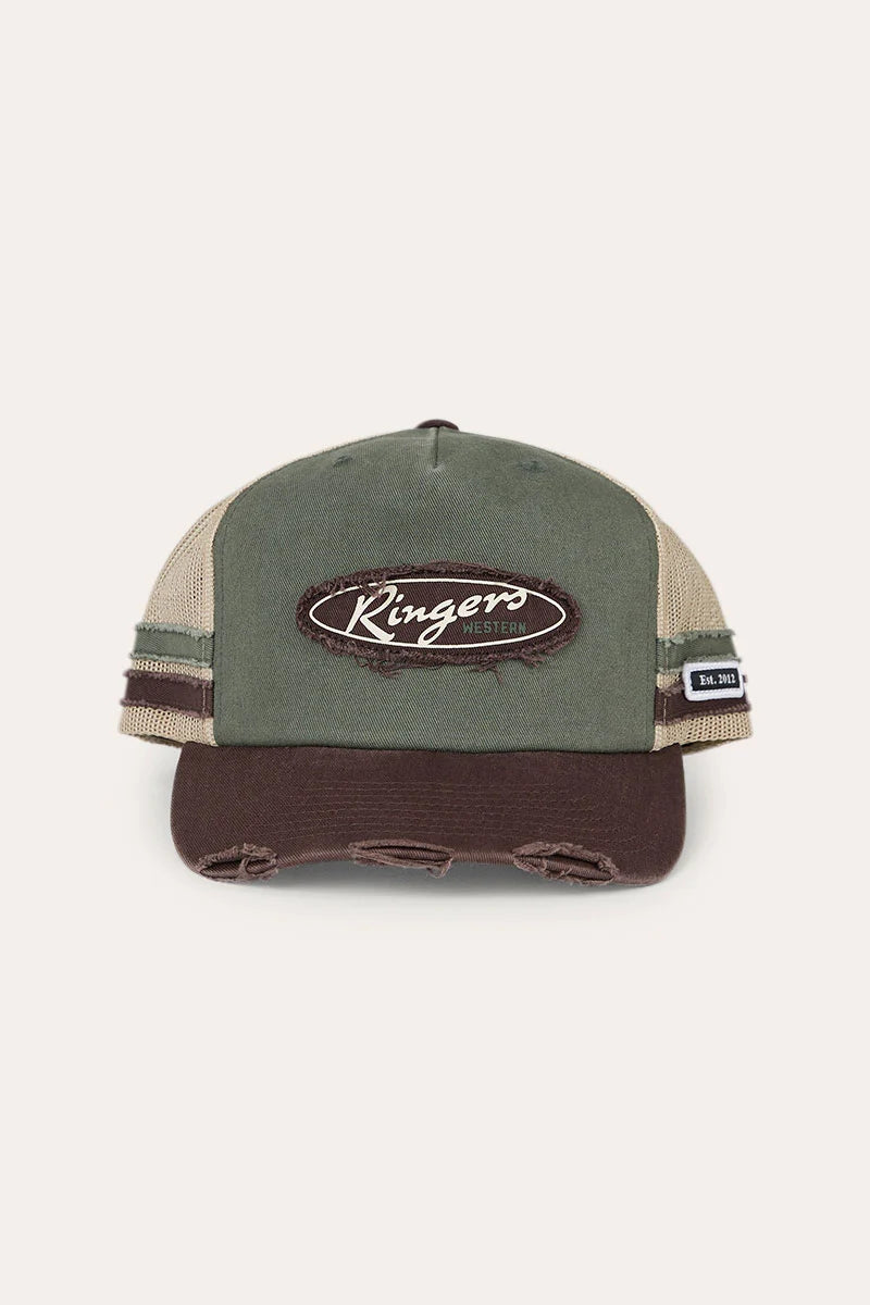 Ringers Western - Worn Out Deep Fit Trucker Cap - Army Choc