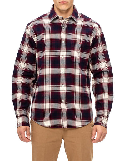 R.M.Williams - Collins Shirt - Plaid - Big & Tall Sizes - Burgundy & Cream