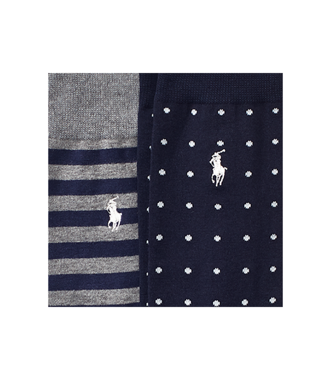 Polo Ralph Lauren - Ralph Lauren - 2 Pack Dot/Stripe Crew Sock - Navy/Grey