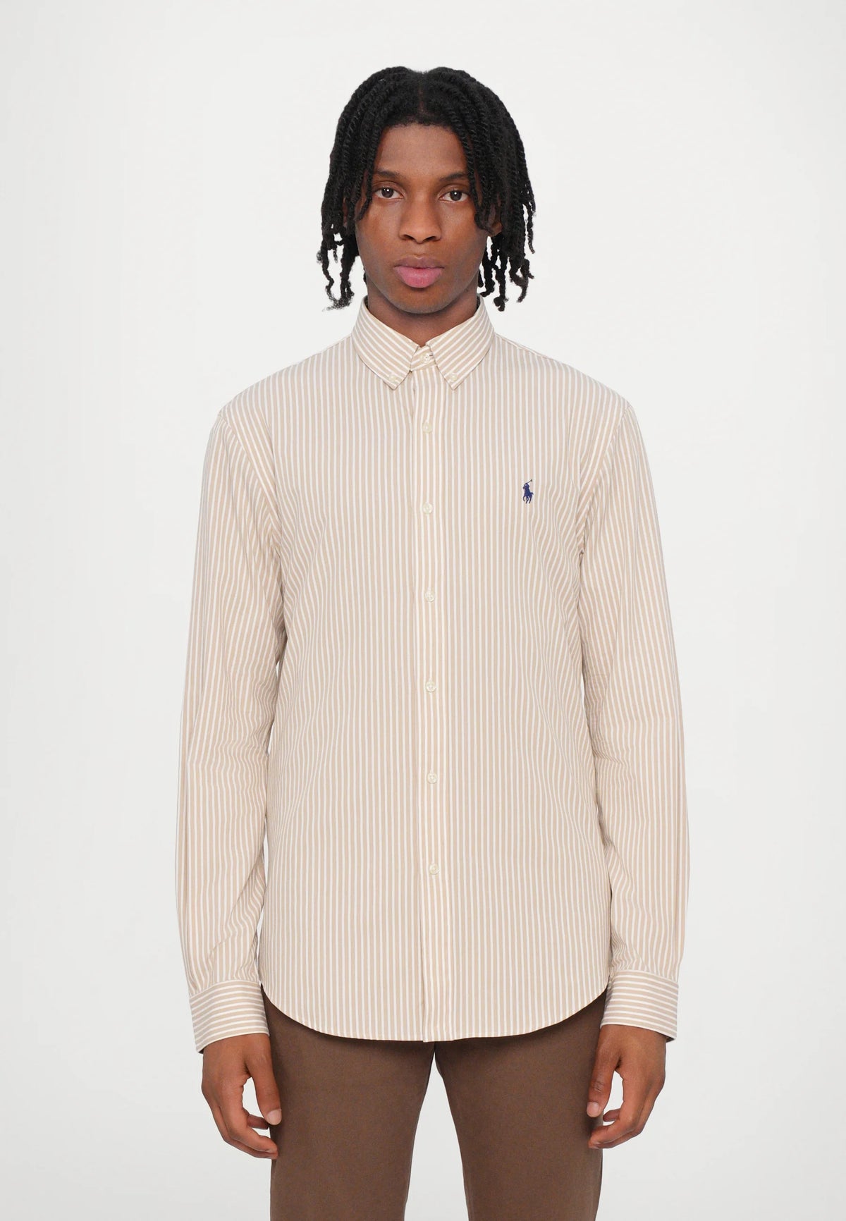 Polo Ralph Lauren - Poplin Stretch Shirt - Stripe - Beige & White
