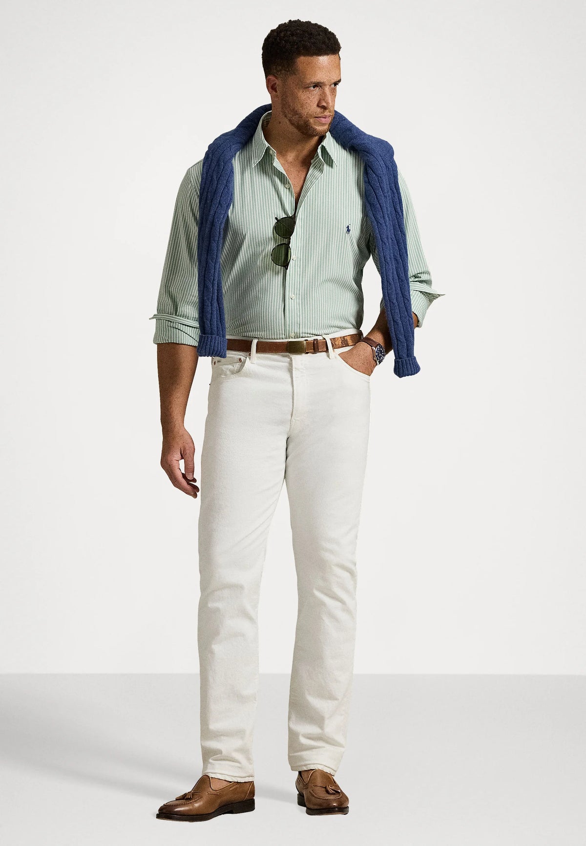 Polo Ralph Lauren - Poplin Stretch Shirt - Stripe - Green & White