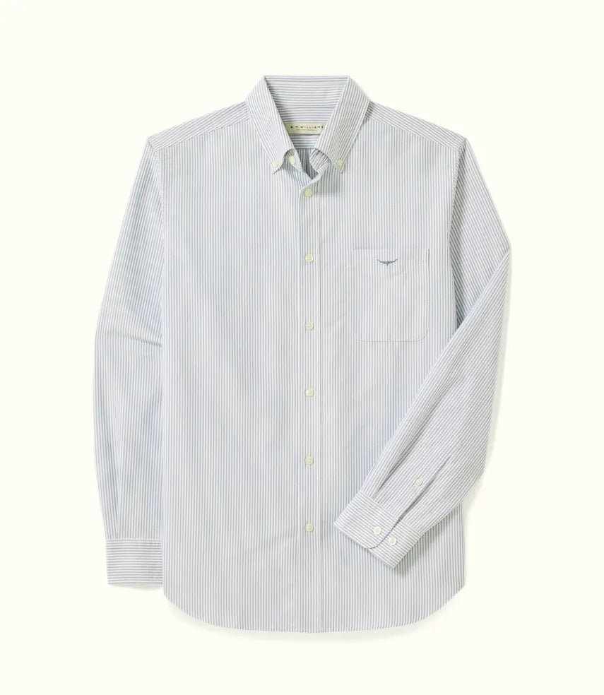 R.M.Williams - Regular Oxford Shirt - Stripe - Navy/White