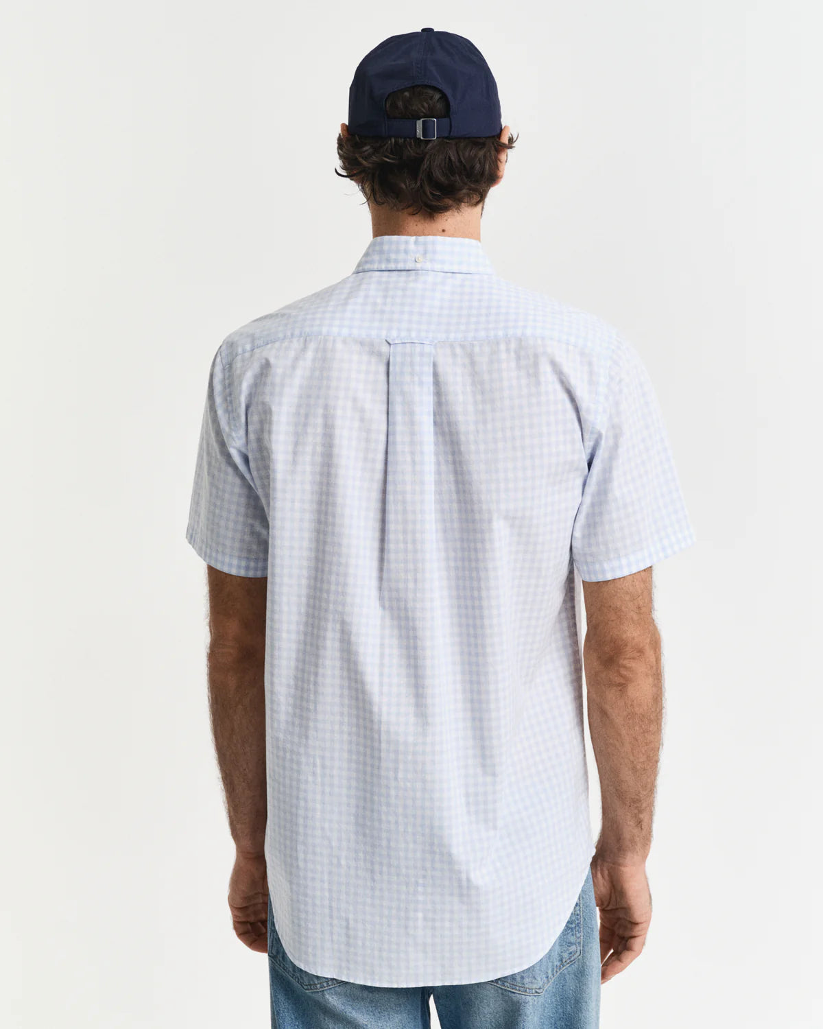 GANT -  Poplin Short Sleeve Shirt- Gingham - Light Blue