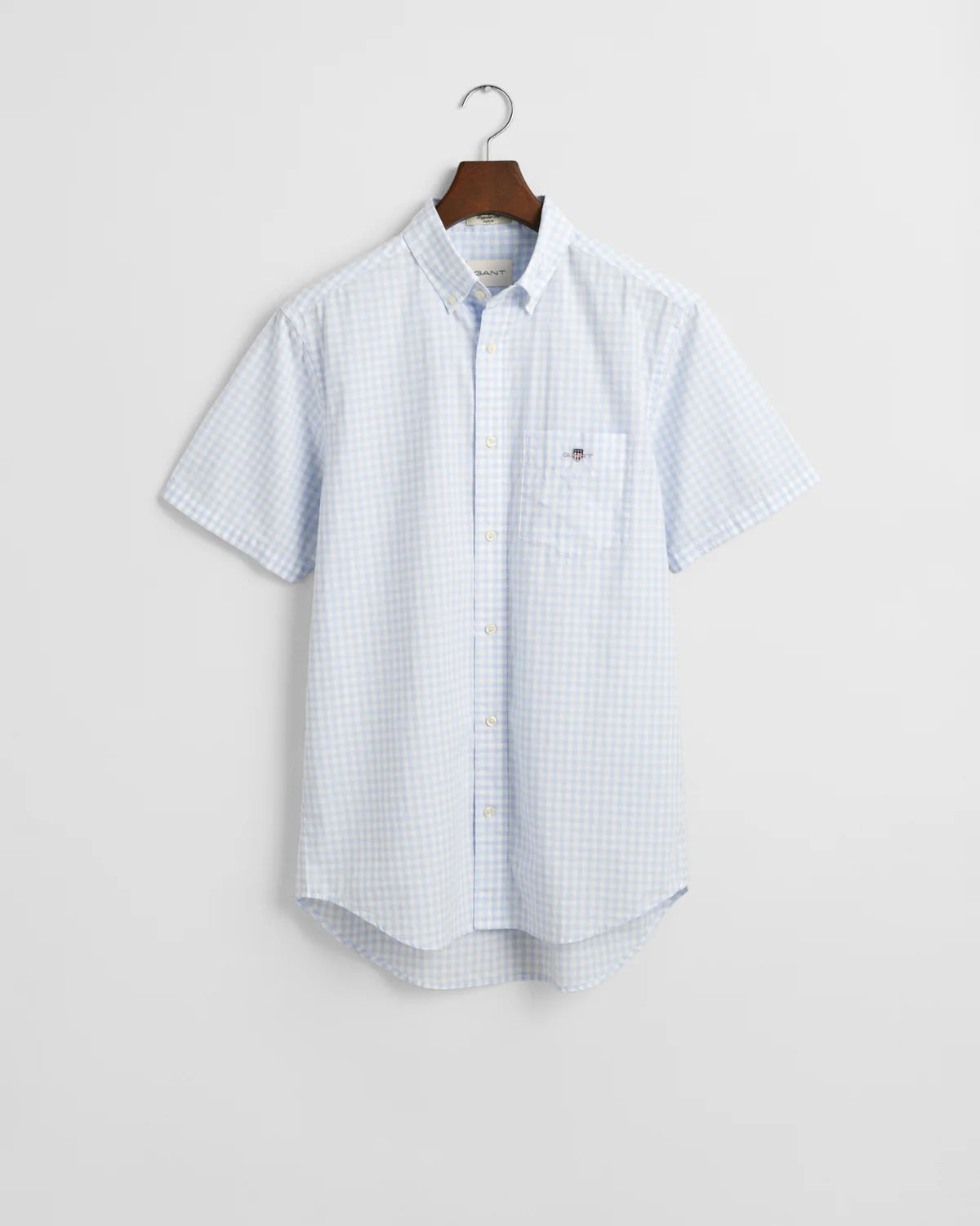 GANT -  Poplin Short Sleeve Shirt- Gingham - Light Blue