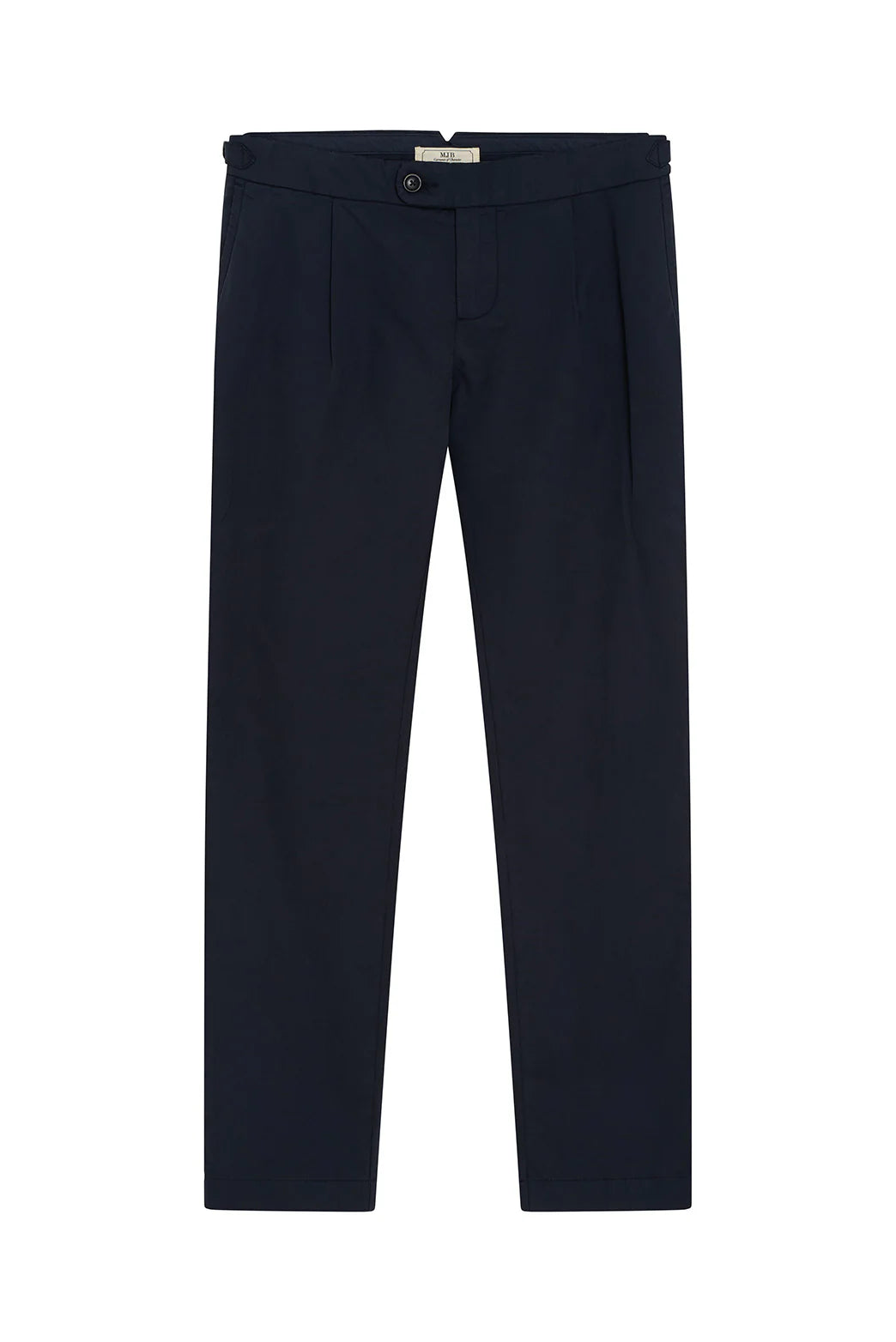 M.J. Bale - Rhode Trouser - Navy displayed flat, showcasing tailored design and durable fabric.