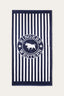 Ringers Western Striped Towel - Navy & White featuring bold stripes and a central logo design.