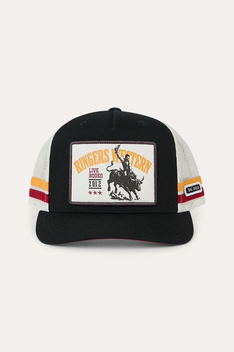 Ringers Western - Rodeo Club Deep Fit Trucker Cap - Black Off White