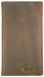 Ariat - Rodeo Wallet - Distressed Leather - Brown featuring durable distressed leather exterior.