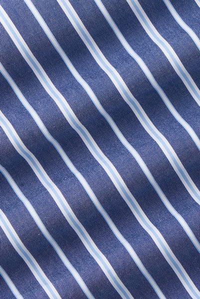 M.J. Bale - Rohde Poplin Shirt - Stripe - Navy/Sky