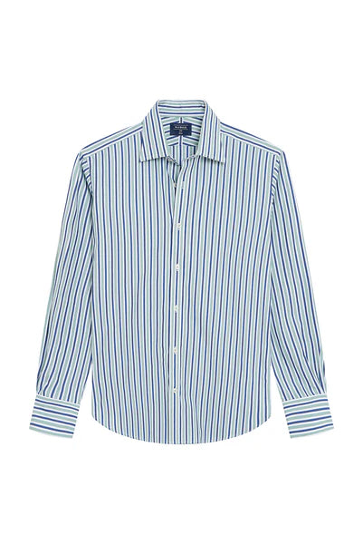 M.J. Bale - Ronald Shirt - Stripe - White/Navy/Green