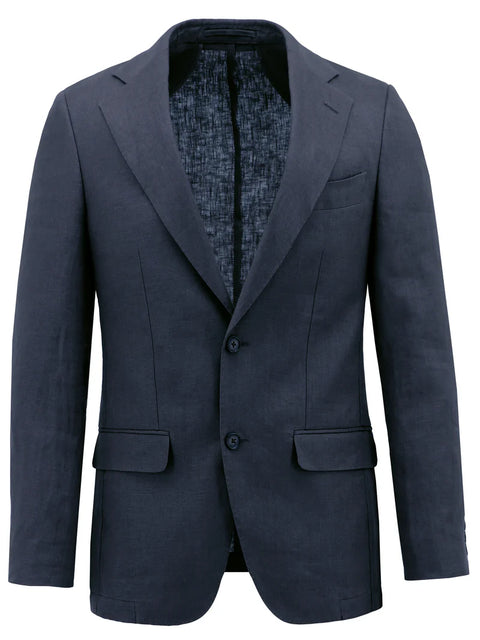 Boston Fine Tailoring - Turin - French Linen Sportscoat - Navy front view showcasing refined tailoring and lightweight comfort.
