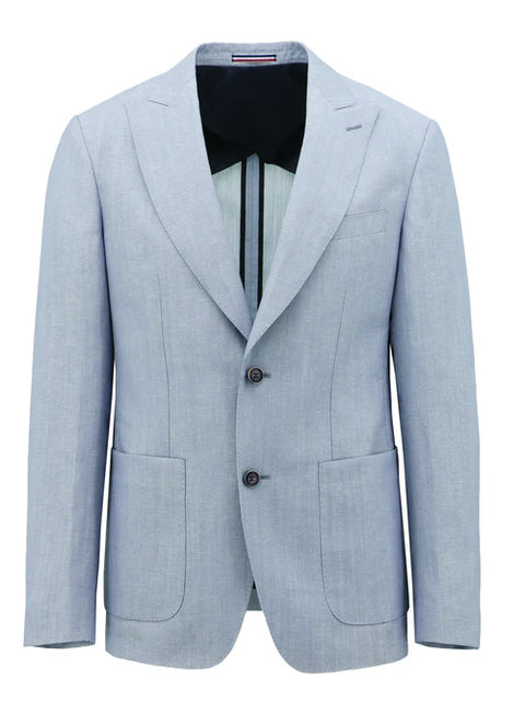 Daniel Hechter - Cannes Wool Blend Sportscoat - Blue - Elegant blue jacket showcasing modern European tailoring.