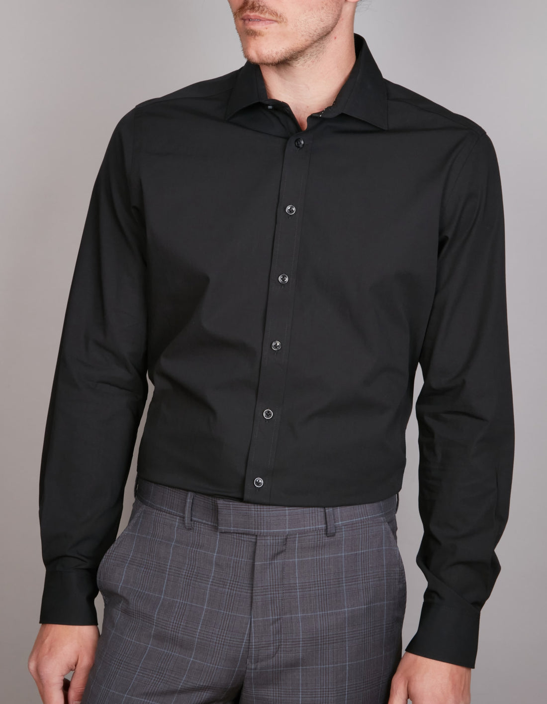 Abelard - Long Sleeve Business Shirt - 4 Way Stretch - Black