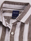 Abelard - Inch Linen Stripe Shirt - Chocolate
