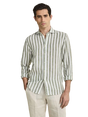 SAL262852128-L  - Abelard - Inch Linen Stripe Shirt - Lichen