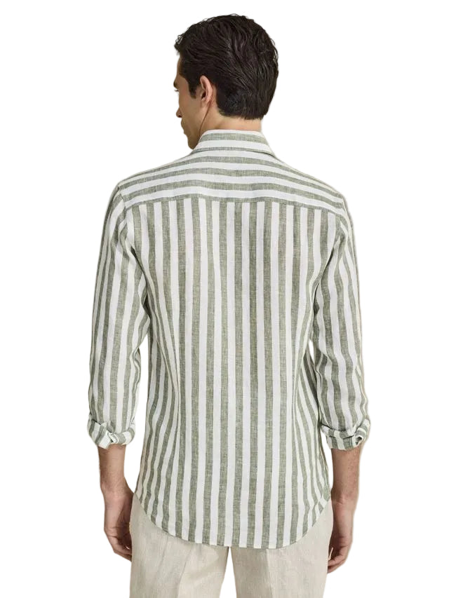 SAL262852128-L  - Abelard - Inch Linen Stripe Shirt - Lichen