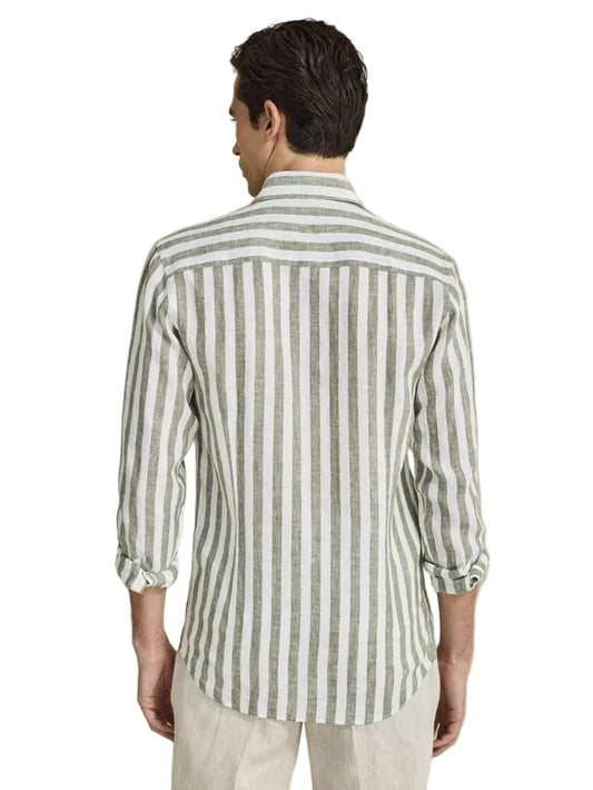 SAL262852128-L  - Abelard - Inch Linen Stripe Shirt - Lichen