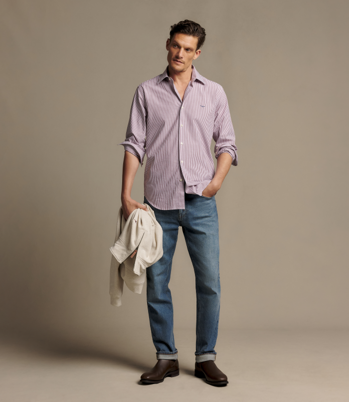 R.M.Williams -  Sommers Poplin Stripe Shirt - Rust