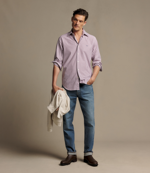 R.M.Williams -  Sommers Poplin Stripe Shirt - Rust